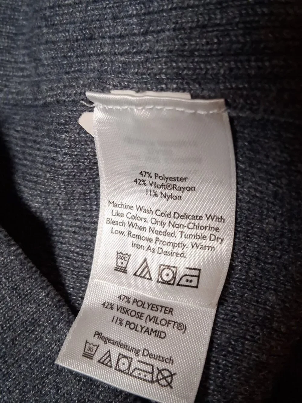 Eddie Bauer Sweater Men Medium Blue Pulllover Gray Retro Stripe Sleeve - Picture 7 of 14